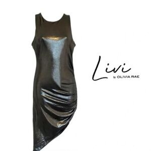 Olivia Rae Shimmering Black Asymmetrical Dress